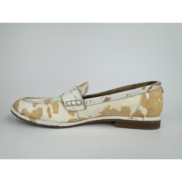 Sam Edelman Women’s Birch Penny Loafers 7.5 Ivory Brahma Calf Hair Cow Print - Picture 8 of 11